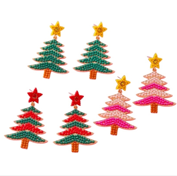 Earrings - Festive Pink and Orange Beaded & Jewel - Picture 2 of 3